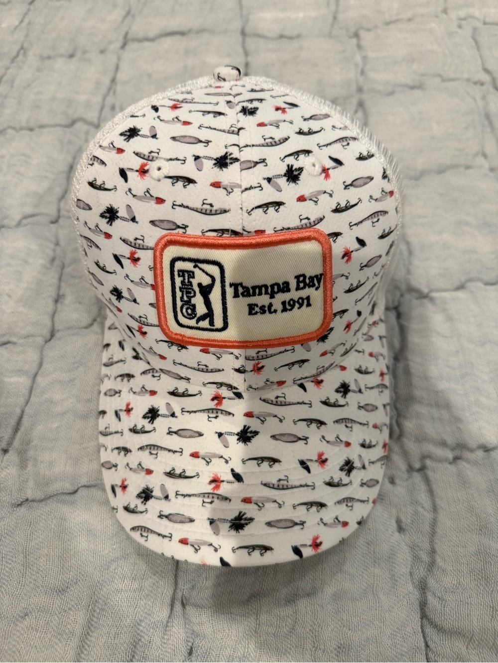 TPC Tampa Golf Hat - White with Navy & Coral